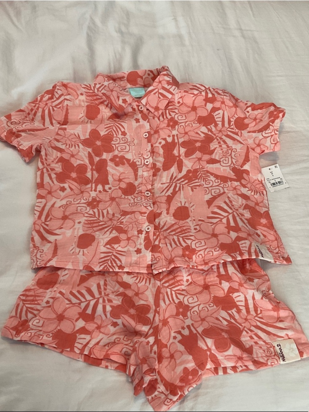 Disney Moana Pink and Coral Floral Kids Matching Set - Picture 2 of 5